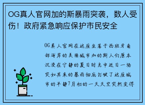 OG真人官网加的斯暴雨突袭，数人受伤！政府紧急响应保护市民安全